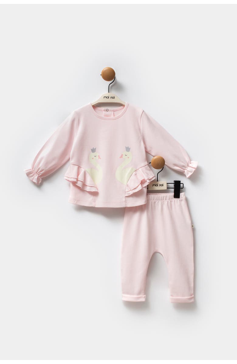 moi noi Swan Ruffle Outfit Set, Alternate, color, Pink