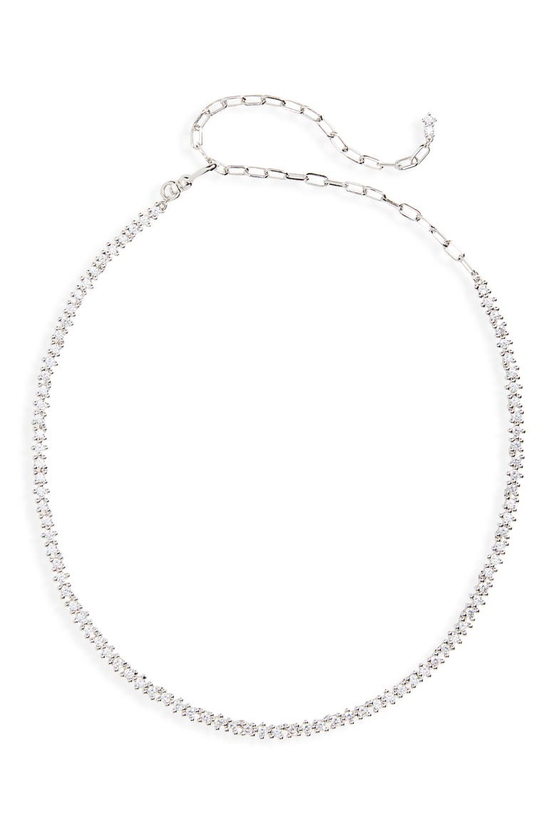 Fate Tennis Necklace, Main, color, SILVER WHITE CZ