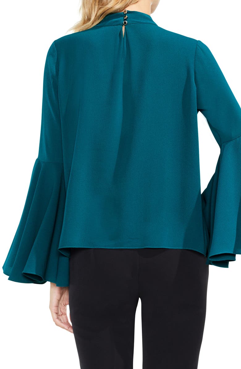 Vince Camuto Bell Sleeve Choker Neck Blouse, Alternate, color,