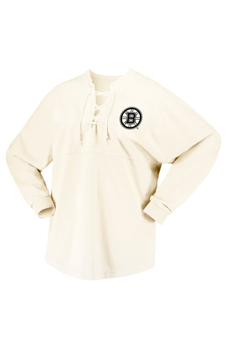 FANATICS Women's Fanatics Branded Cream Boston Bruins Original Six Lace-Up Spirit Jersey Long Sleeve T-Shirt, Alternate, color, Cream