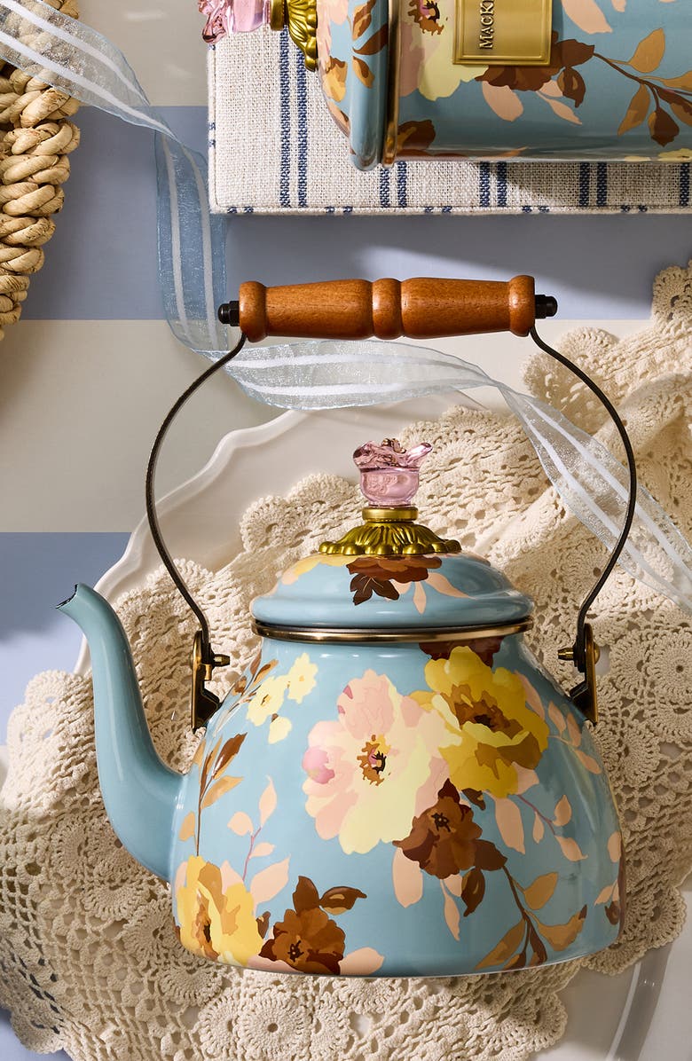 MACKENZIE CHILDS Wild Rose Slate 2-Quart Tea Kettle, Alternate, color, Blue