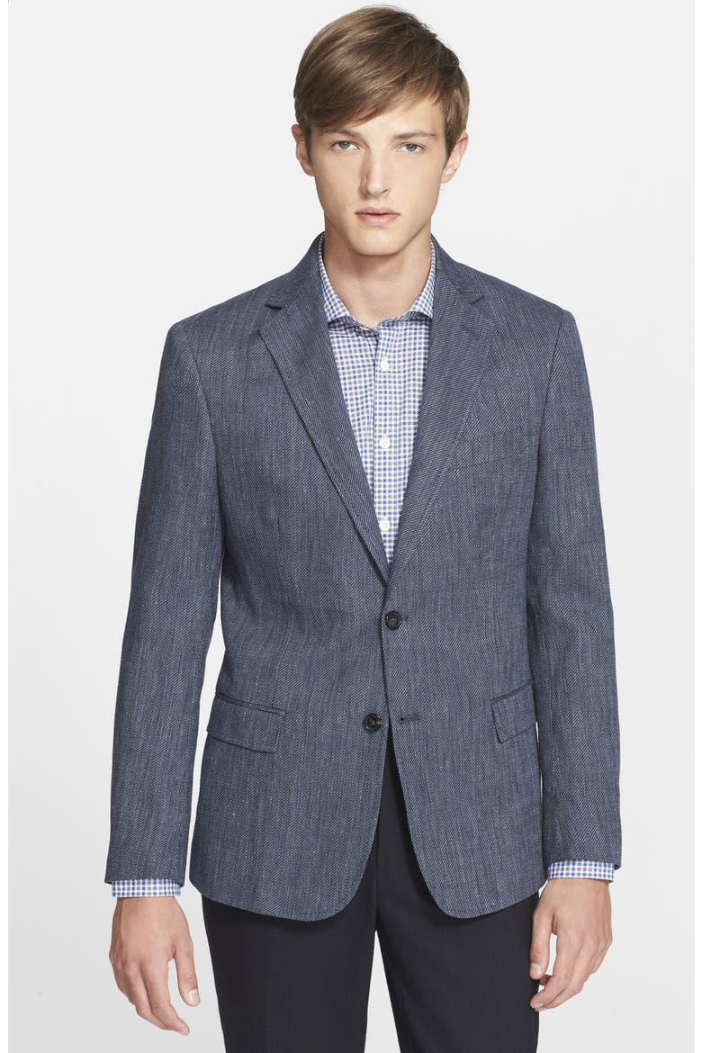 'Lexington' Trim Fit Cotton, Linen & Silk Sport Coat, Main, color, BLUE NAVY