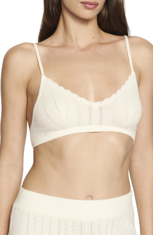 Eberjey Pointelle Sweater Knit Bralette in Ivory at Nordstrom, Size Large