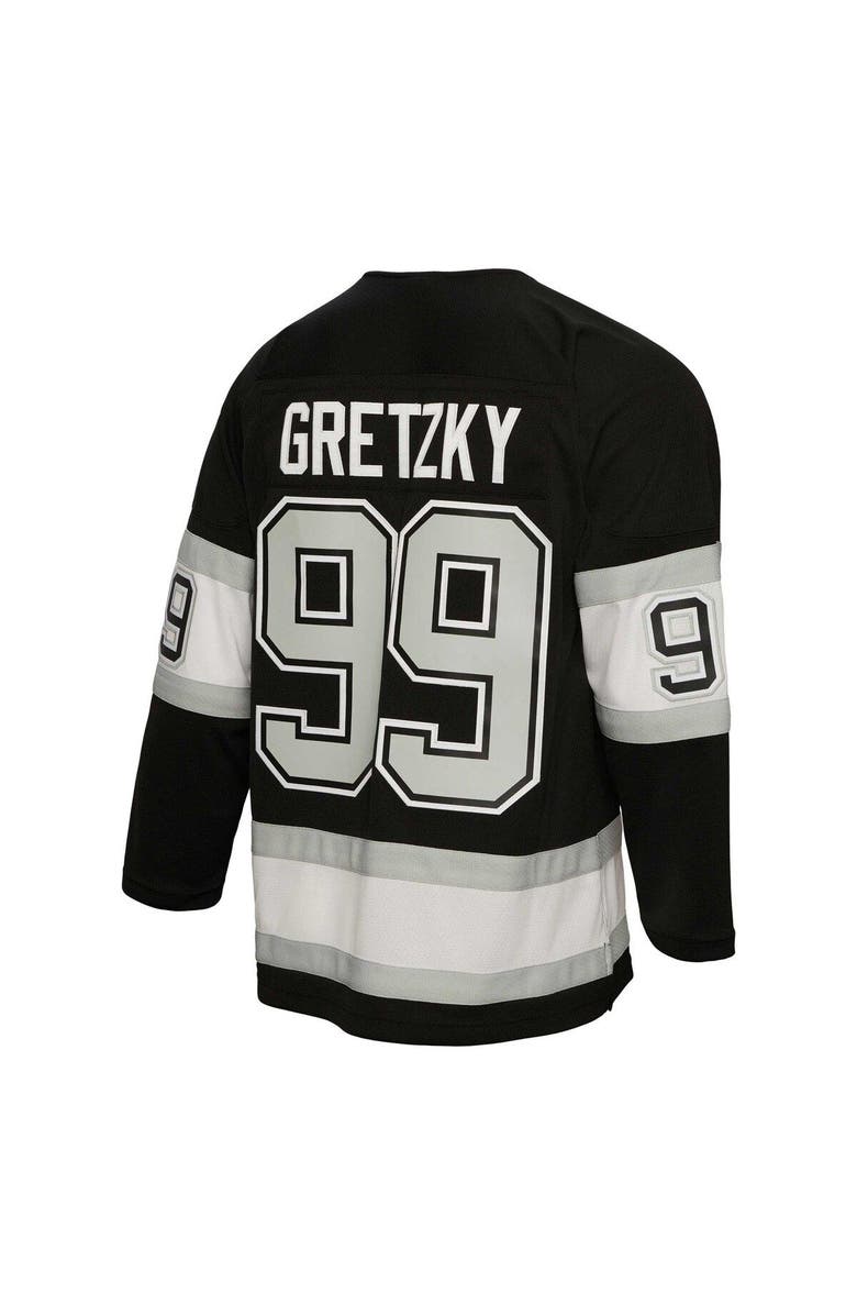 Mitchell & Ness Men's Mitchell & Ness Wayne Gretzky Black Los Angeles Kings Captain Patch 1992/93 Blue Line Player Jersey, Alternate, color,