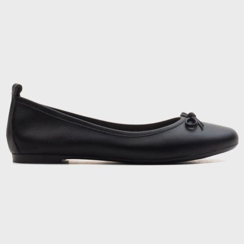 Forever & Always Shoes Florence Leather Ballerina Flats In Black Leather