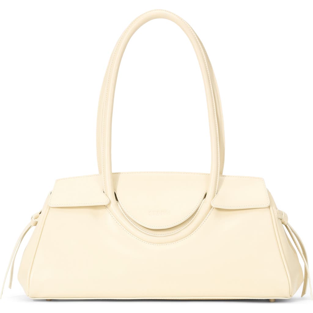 Staud Maude Fold-over Flap Leather Shoulder Bag In Cream