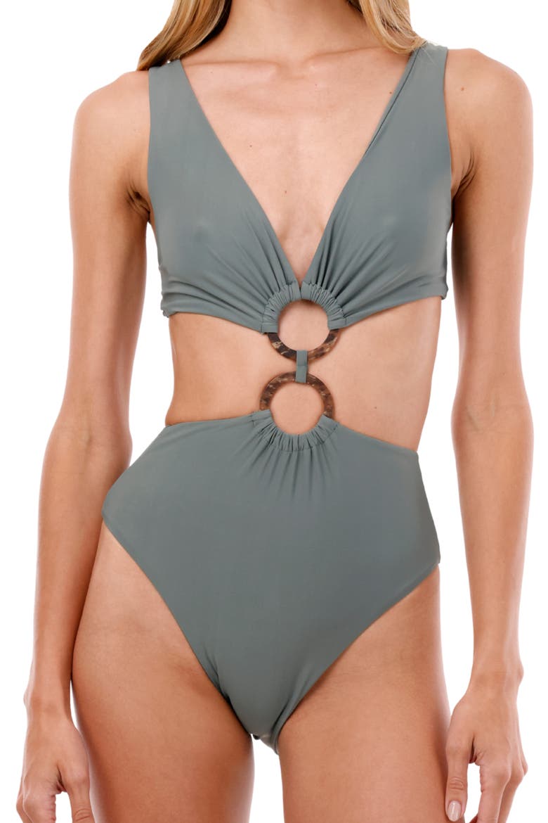 Serenity Danza O-Ring One-Piece Swimsuit, Alternate, color, SERENITY GREEN