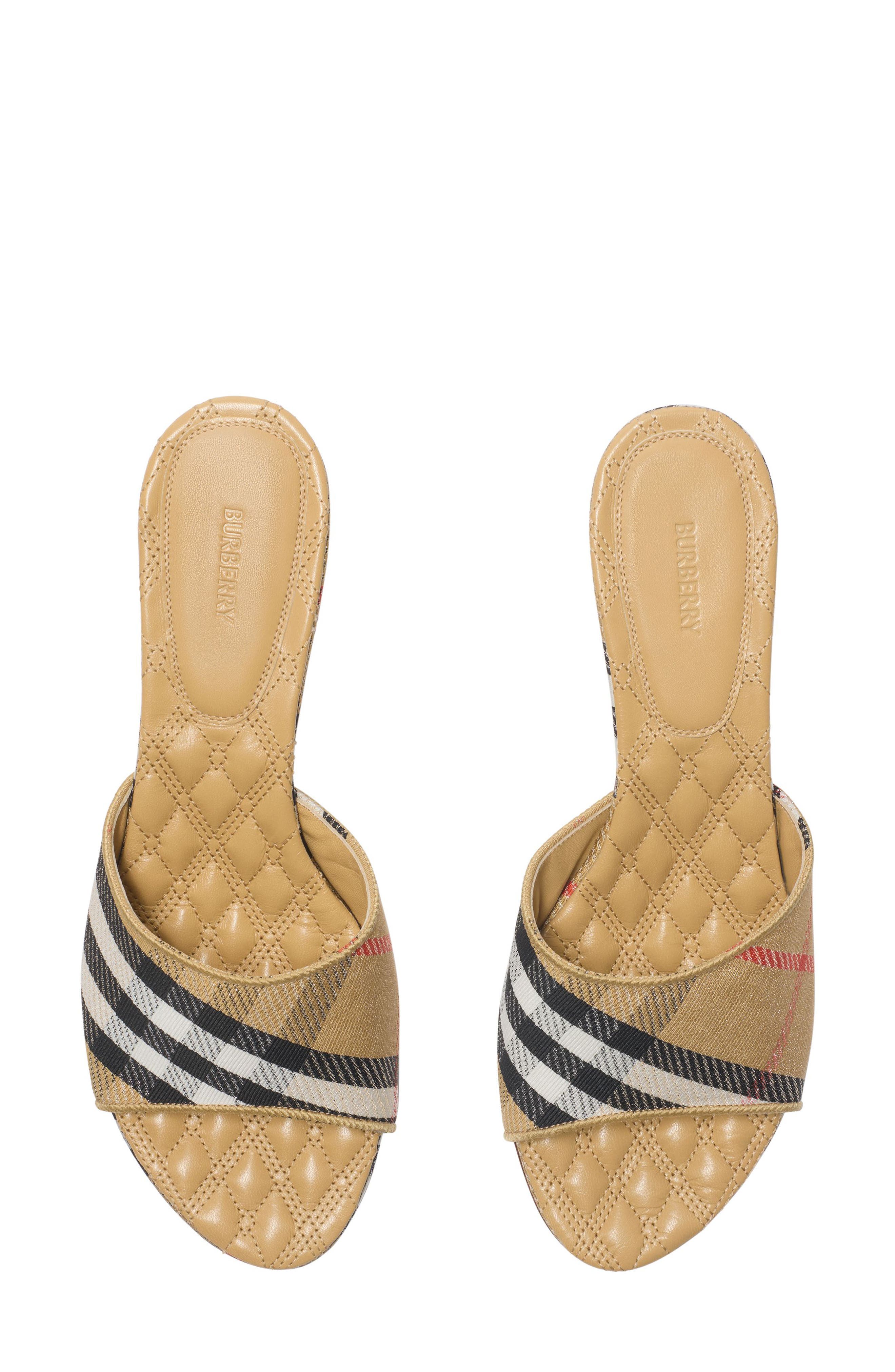 Burberry Sloane Check Slide Sandal, Alternate, color, Beige
