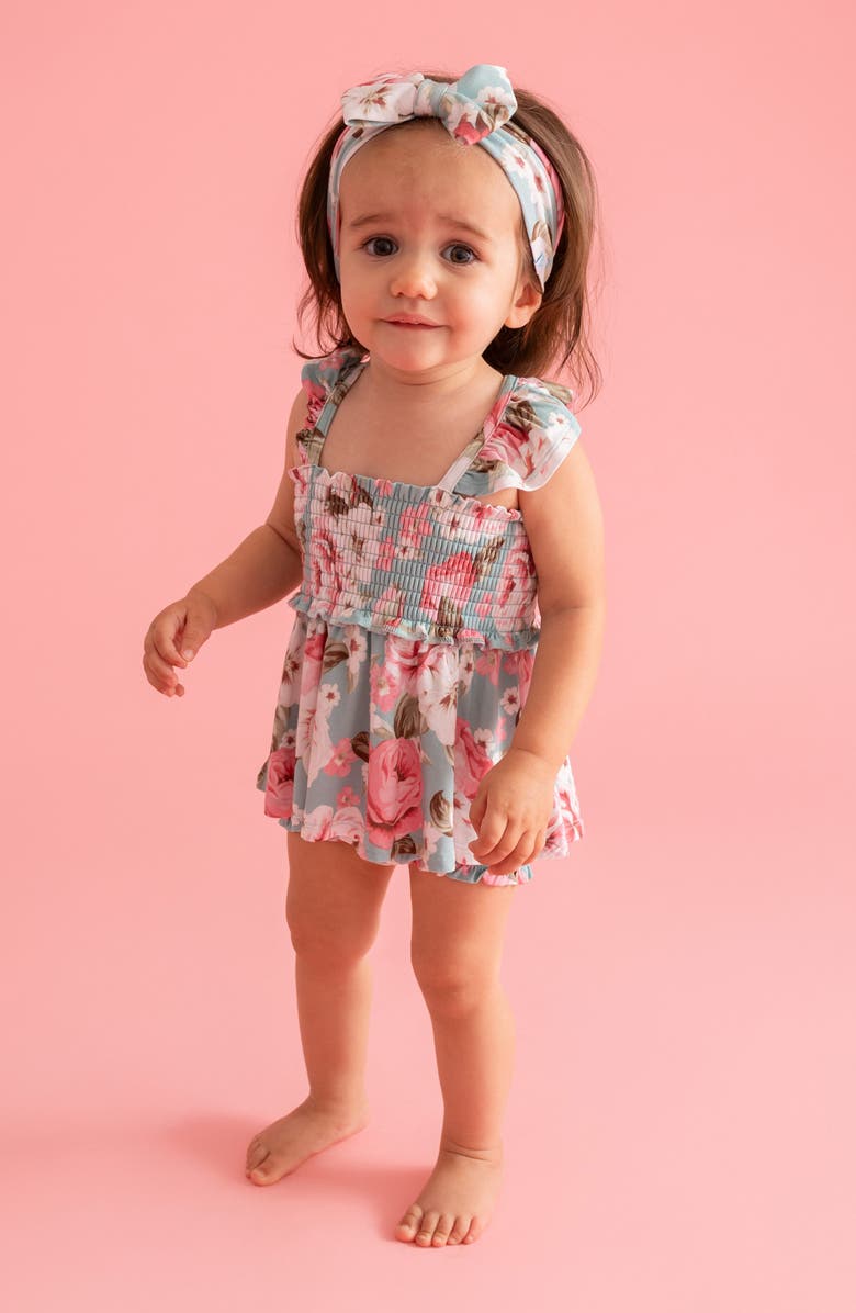 Posh Peanut Smocked Babydoll Dress & Bloomers Set, Alternate, color, Green