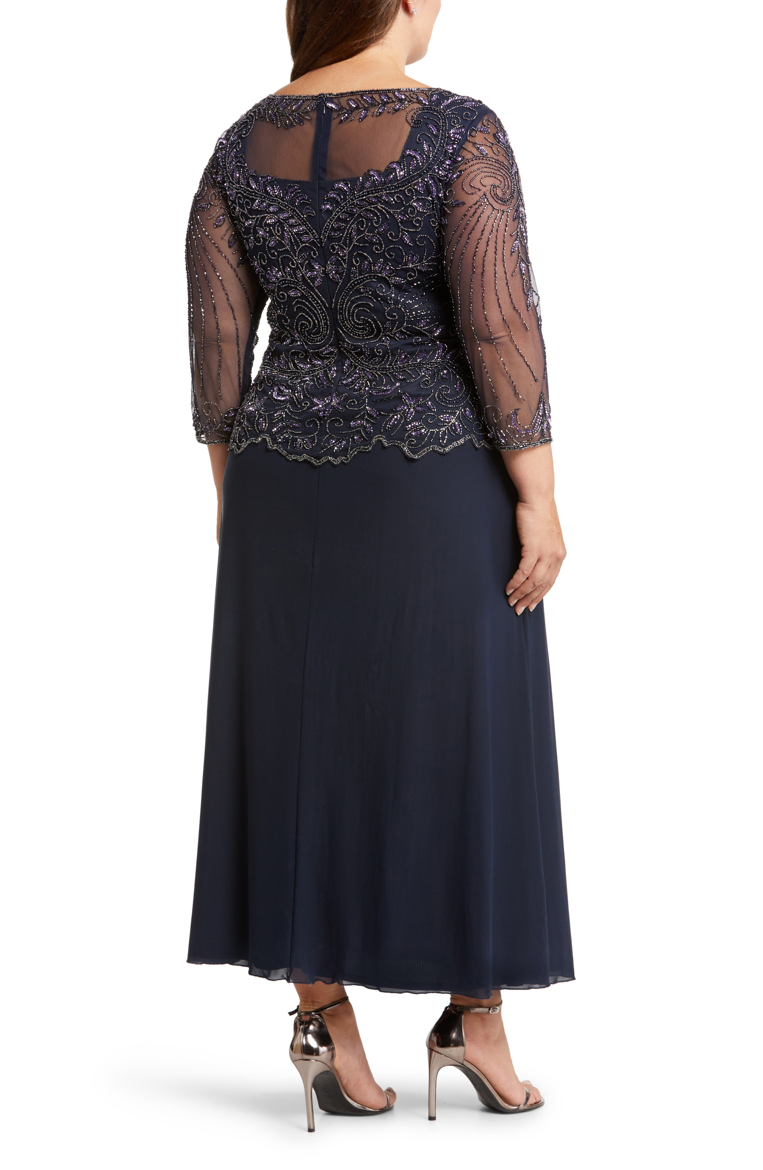 Beaded Mesh Mock Two-Piece Gown - image 2