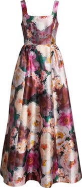 Julia Jordan Floral Print Mikado Gown