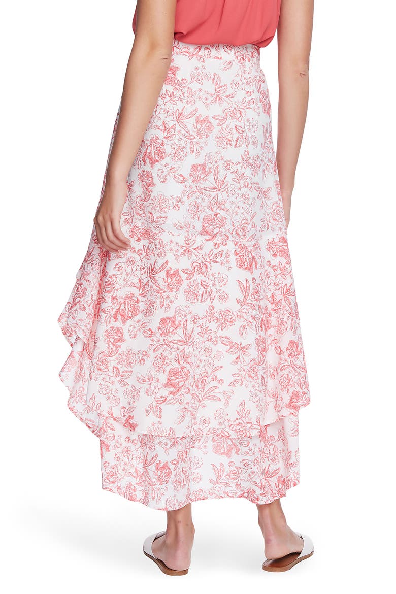Porcelain Floral Print High/Low Maxi Skirt, Alternate, color, SOFT ECRU