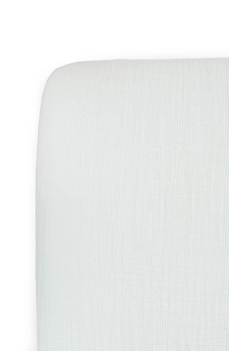 little unicorn Cotton Muslin Crib Sheet, Main, color, Pale Pinstripe