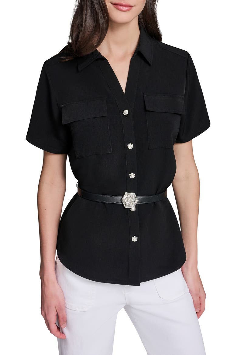 Belted Shirt, Main, color, BLACK