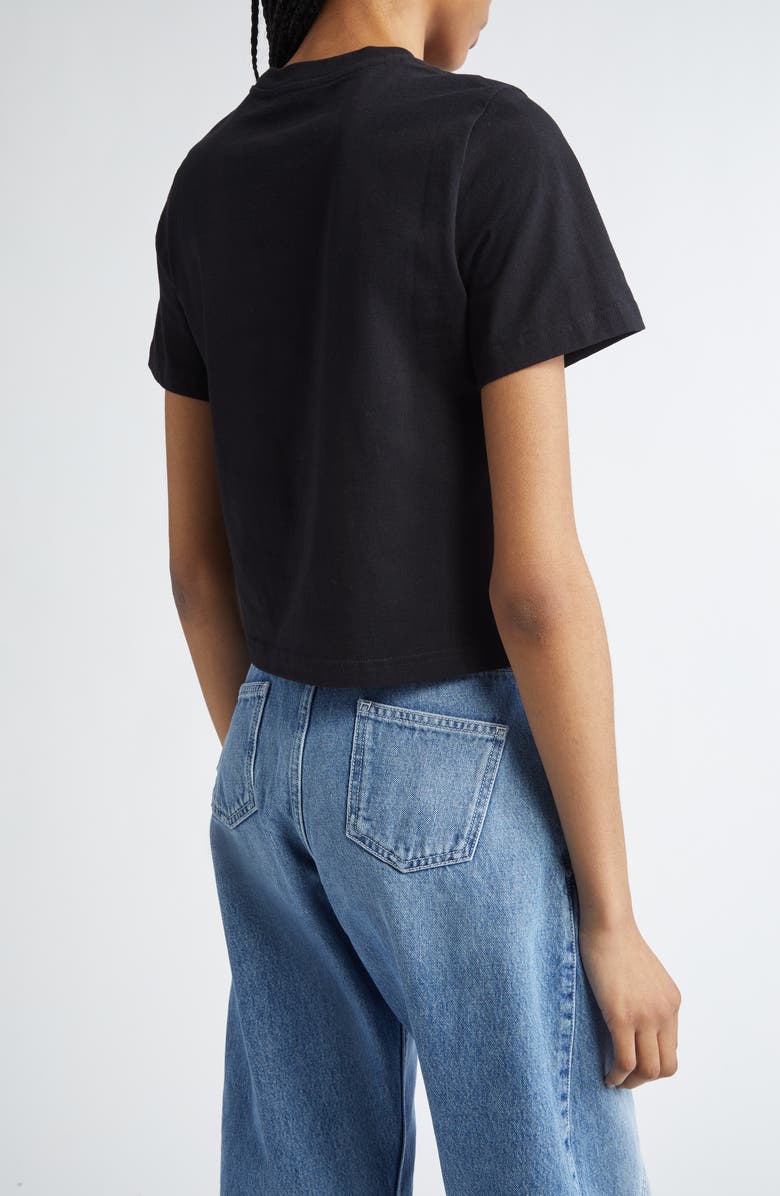 JW Anderson Panelled Anchor Embroidered Crop T-Shirt, Alternate, color, Black