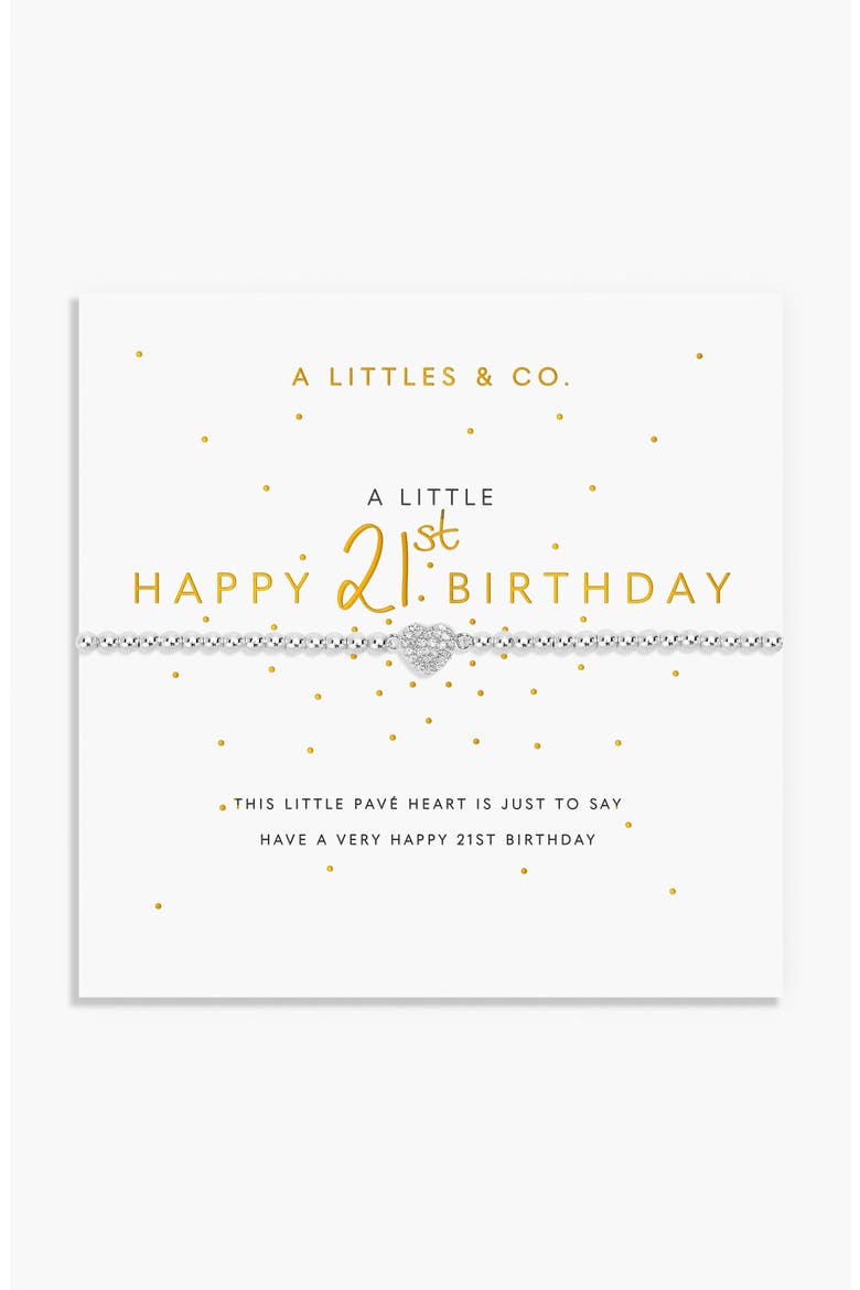 A Little 'Happy 21st' Bracelet, Main, color, Metallic Silver