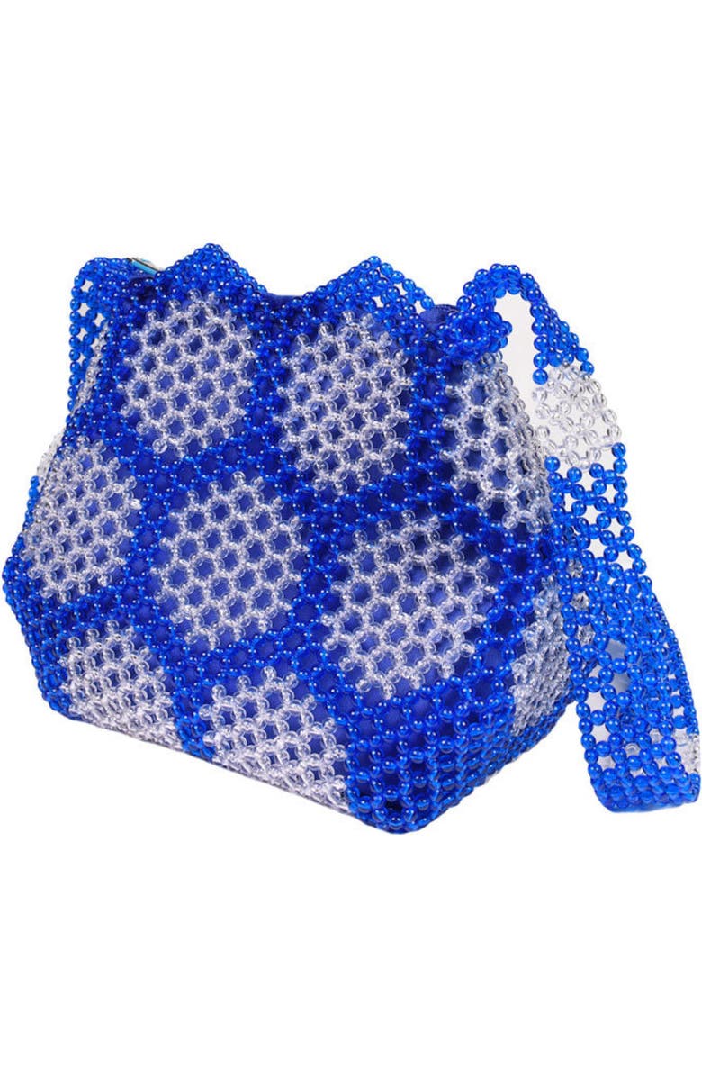 LU BY LU Omi Beaded Recycled Plastic Messenger Bag, Main, color,