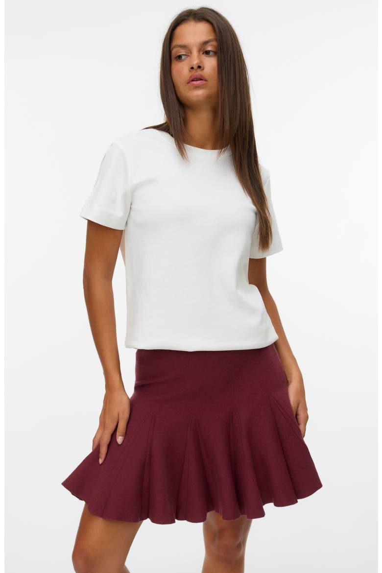 Kristin Flounce Miniskirt, Alternate, color, SYRAH