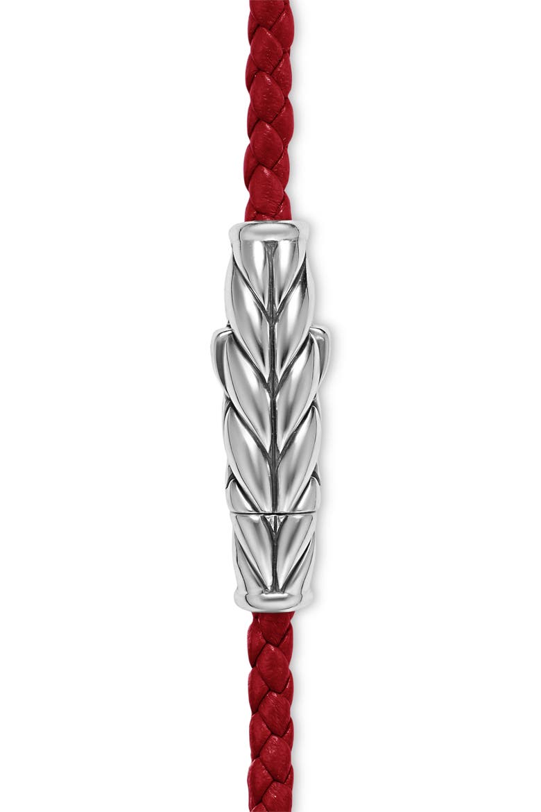 Sterling Silver Leather Bracelet, Alternate, color, RED