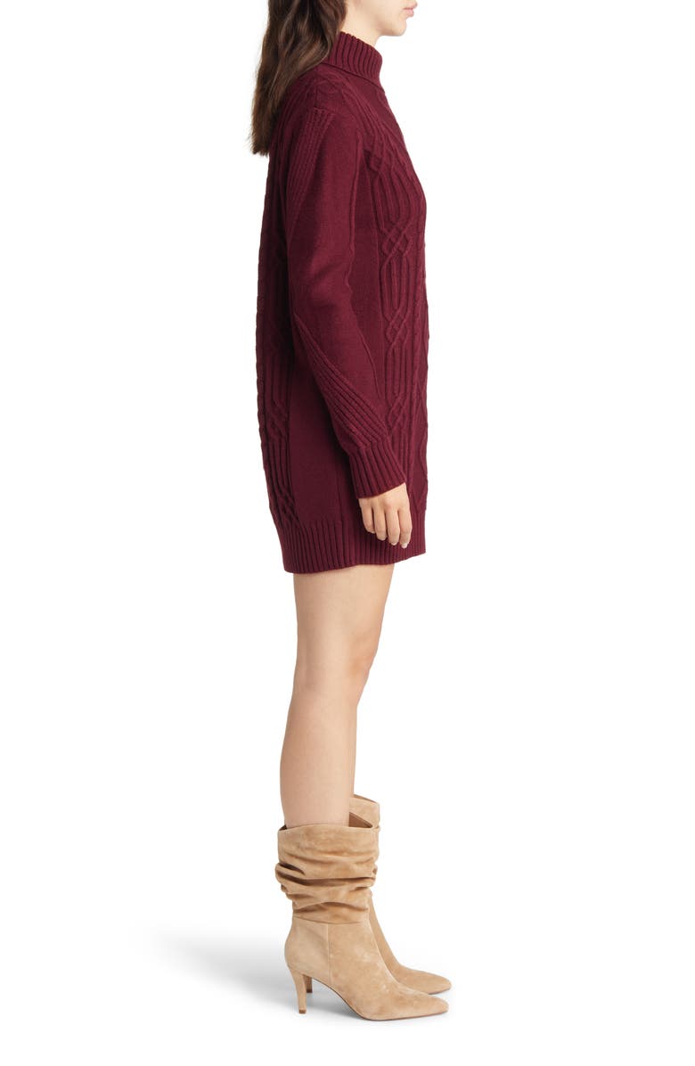 Lulus Cuddle Up Close Long Sleeve Cable Sweater Dress, Alternate, color, 