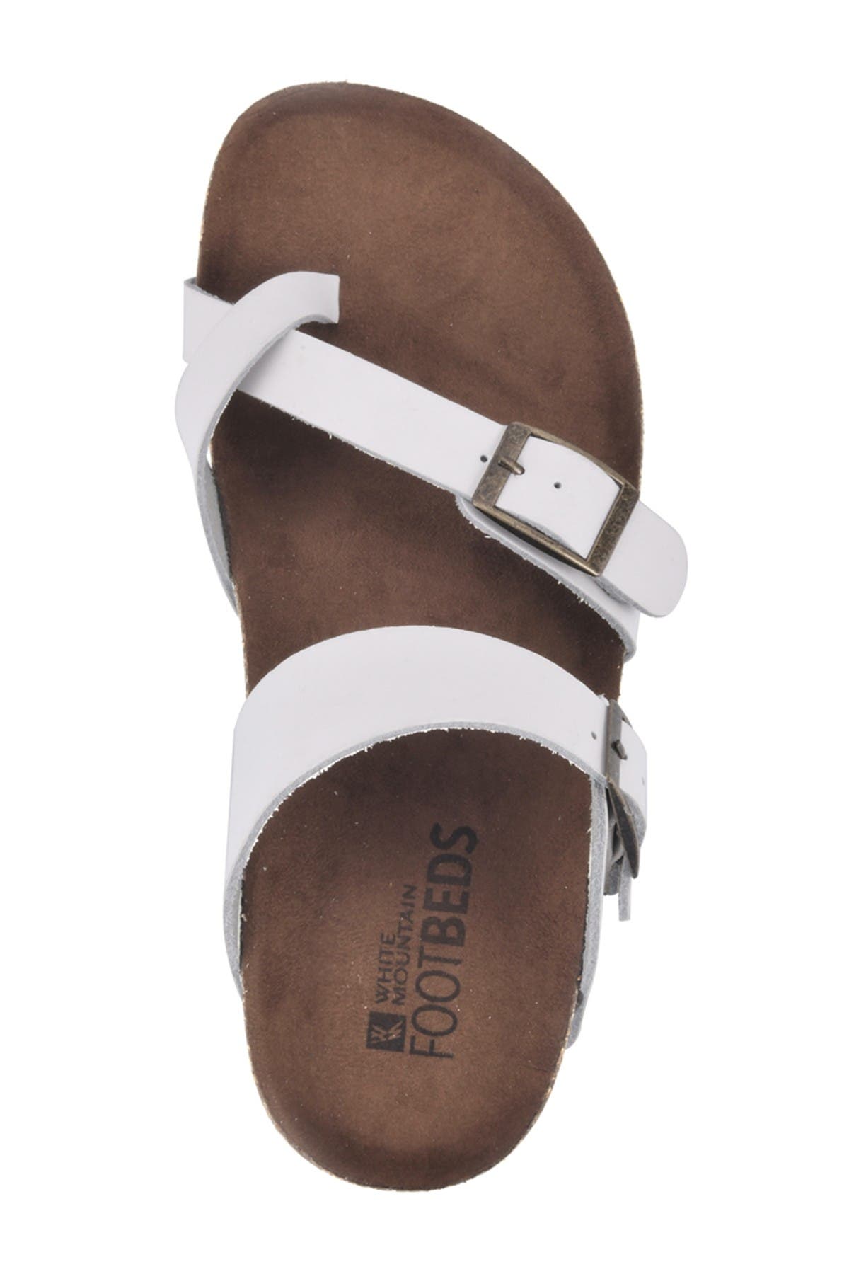 White Mountain Footwear Gracie Double Buckle Sandal, Alternate, color, White/Leather