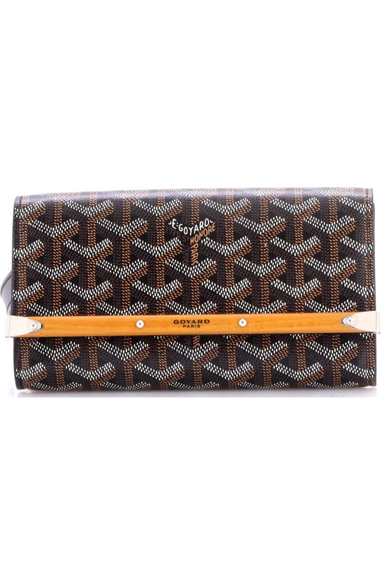 Pre-Owned Goyard Monte Carlo Clutch with Strap Coated Canvas PM, Main, color, Black