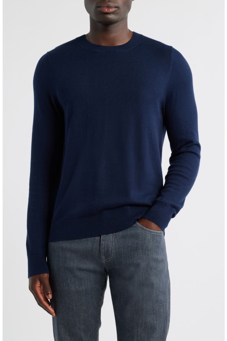 Crewneck Cotton & Cashmere Sweater, Main, color, NAVY NIGHT