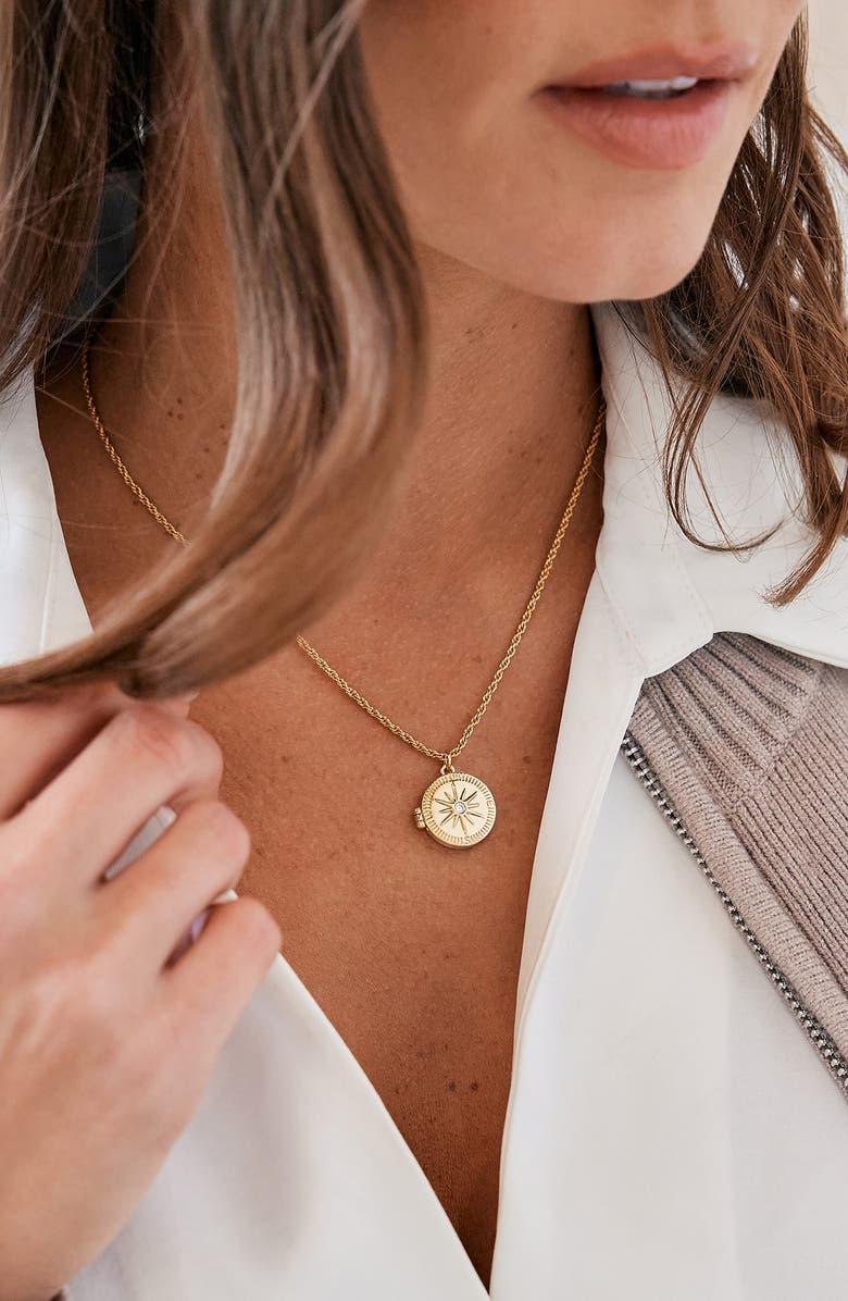 Brook and York Mel Compass Locket Pendant Necklace, Alternate, color, Gold