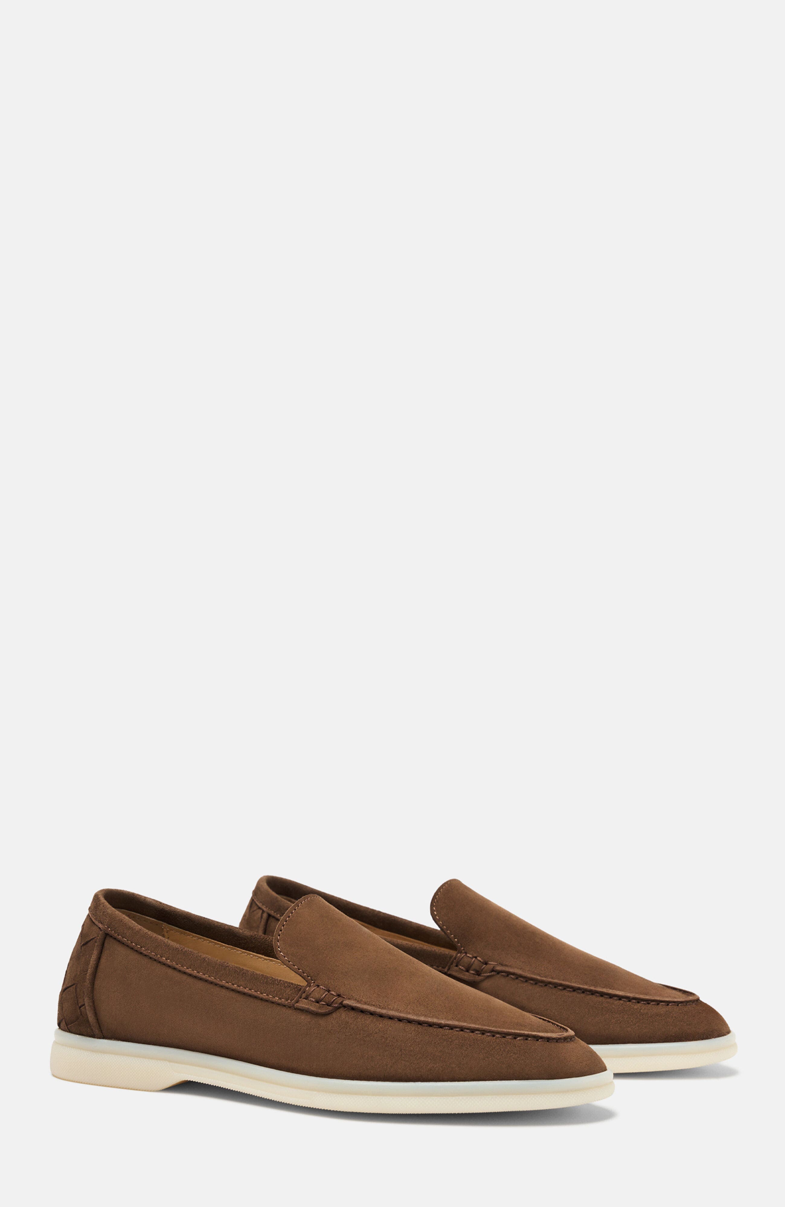 SCAROSSO Ludovica Woven Loafers, Main, color, Chocolate - Suede