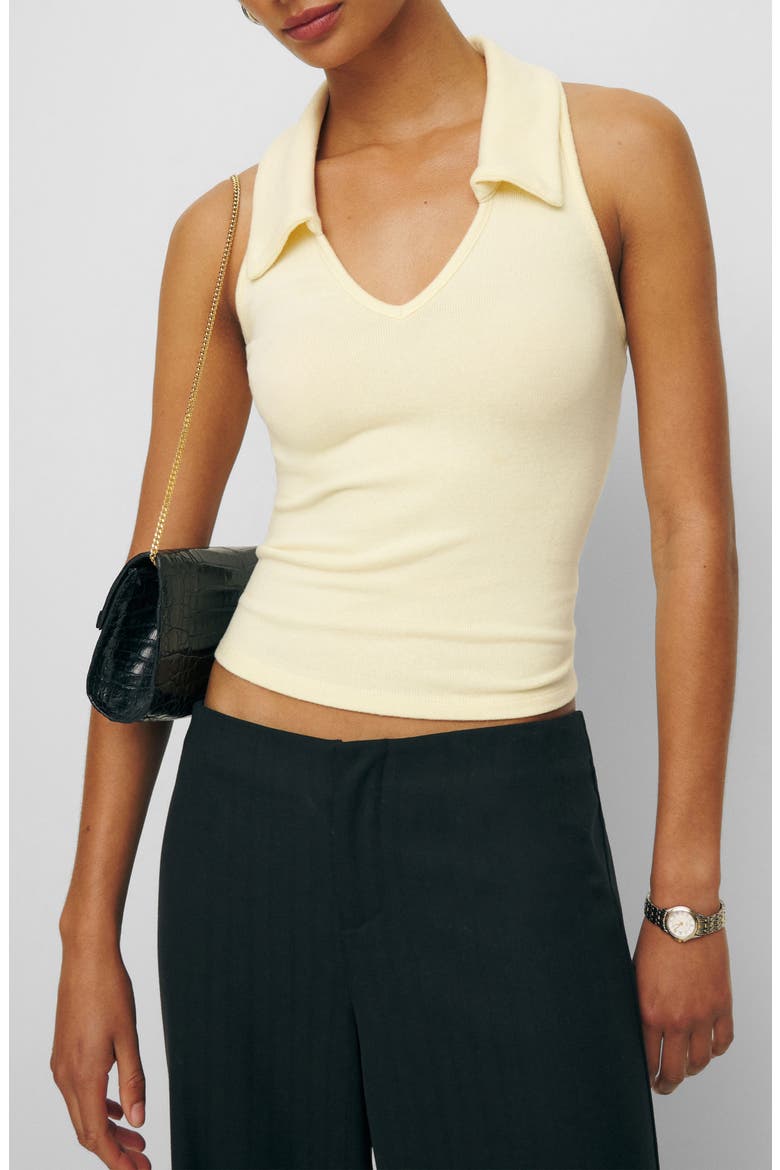Austine Johnny Collar Sleeveless Top, Main, color, CUSTARD