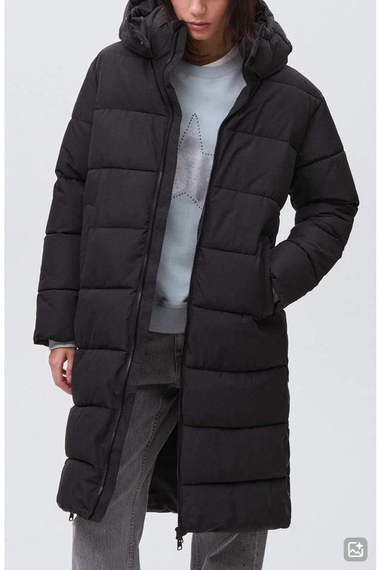 Hooded Puffer Coat, Main, color, BLACK