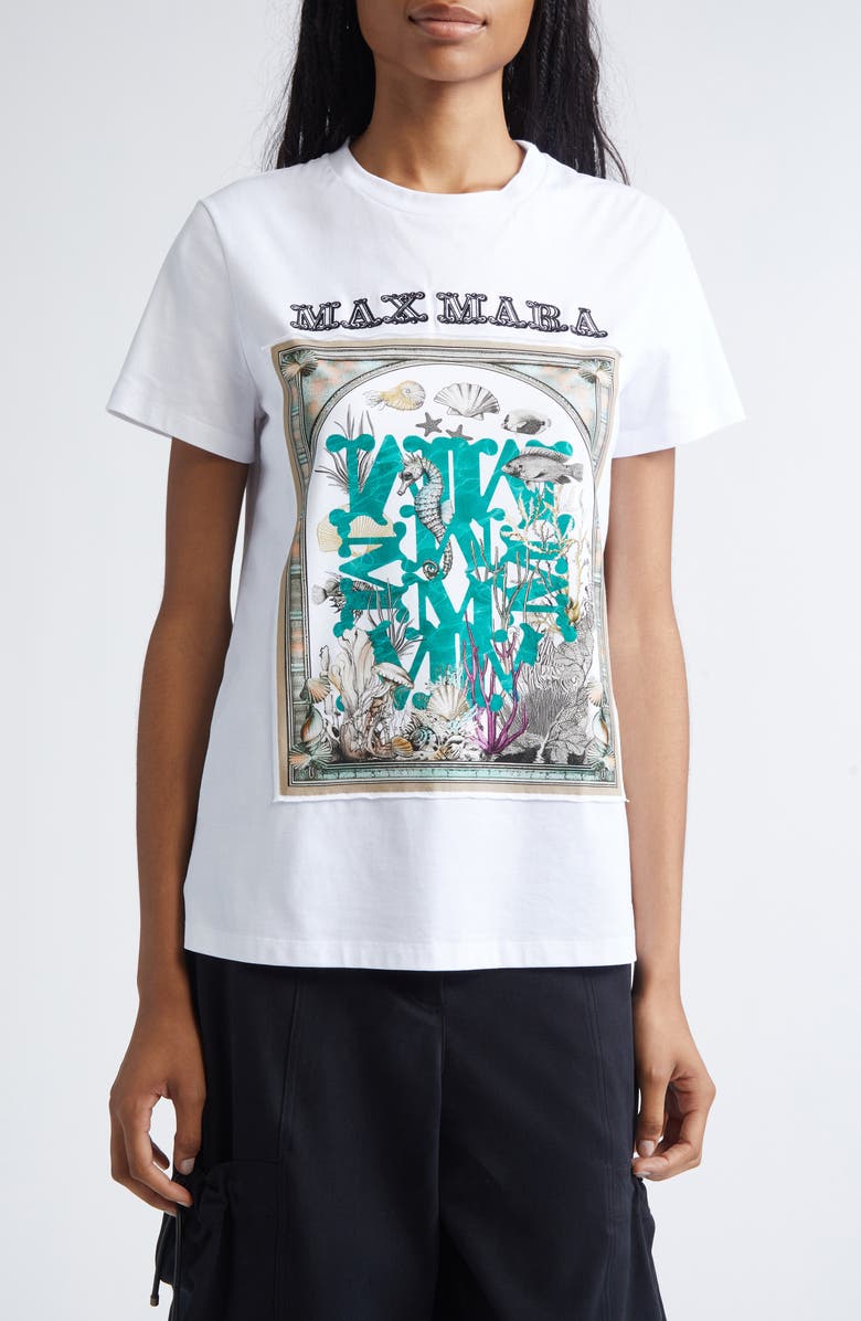 Max Mara Spadino Graphic T-Shirt, Main, color, Optical White