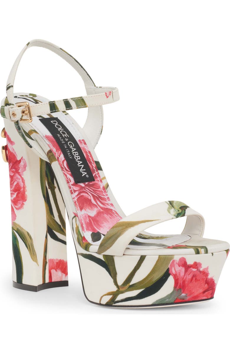 Dolce&Gabbana Keira Floral Block Heel Platform Sandal, Main, color, Garofani New F.bco
