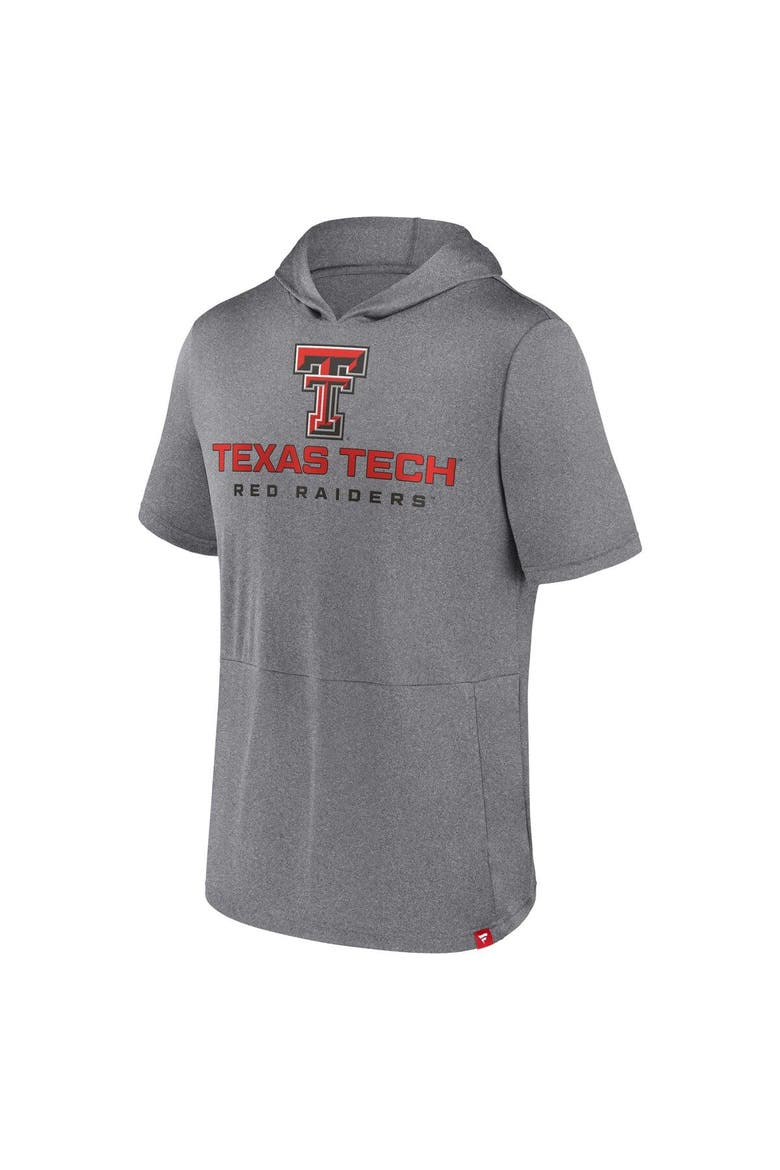 Men's Fanatics Branded Heather Gray Texas Tech Red Raiders Modern Stack Hoodie T-Shirt, Alternate, color, Heather Gray