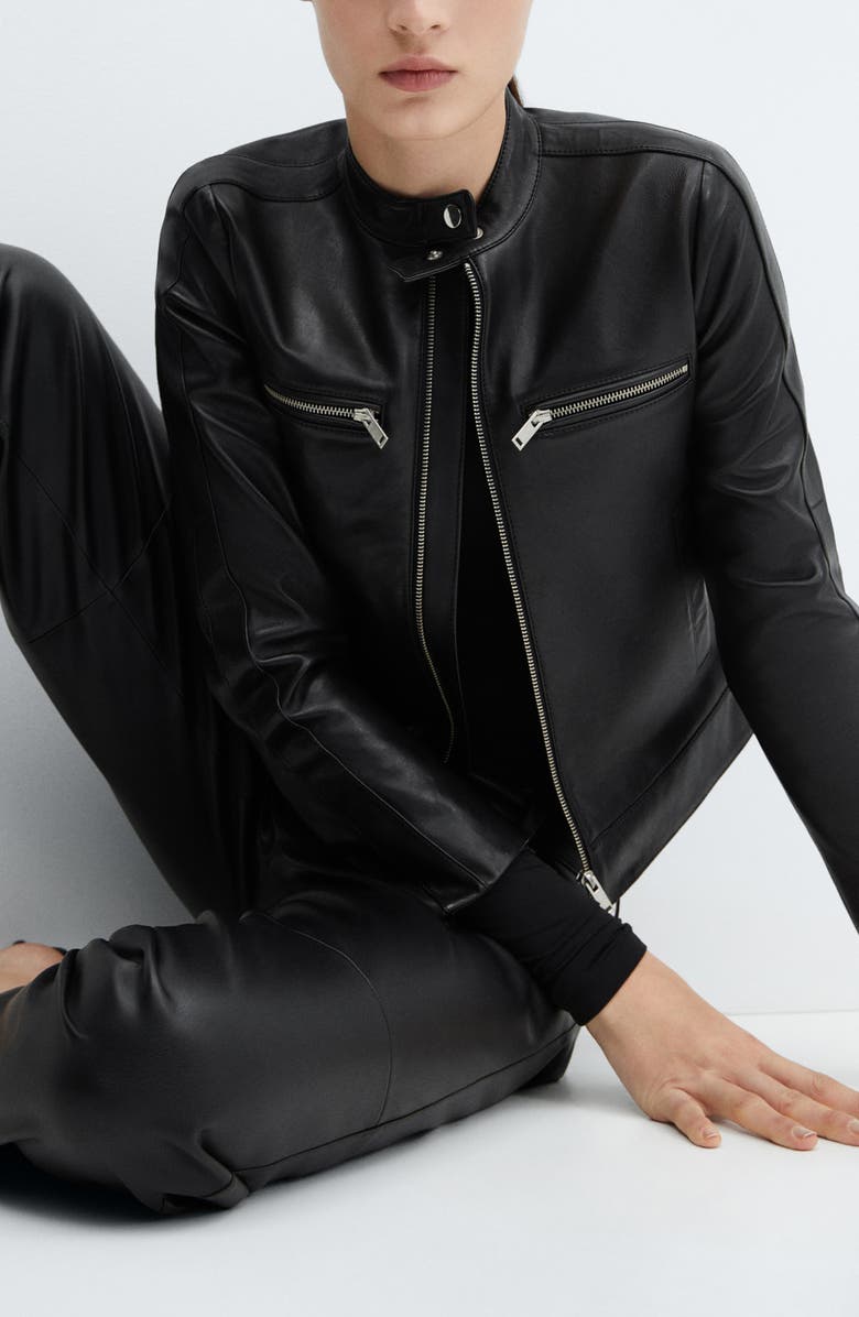 MANGO Faux Leather Wide Leg Pants, Alternate, color, 