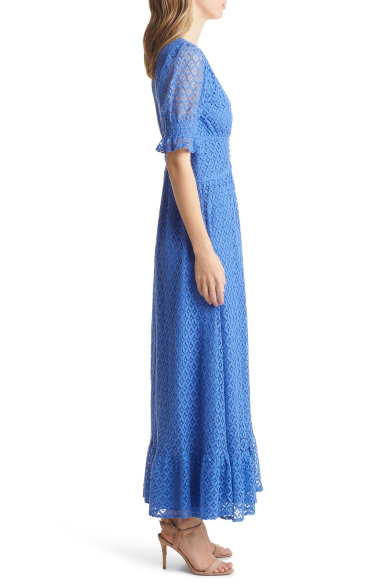 Lace Puff Sleeve Maxi Dress, Alternate, color, BLUE
