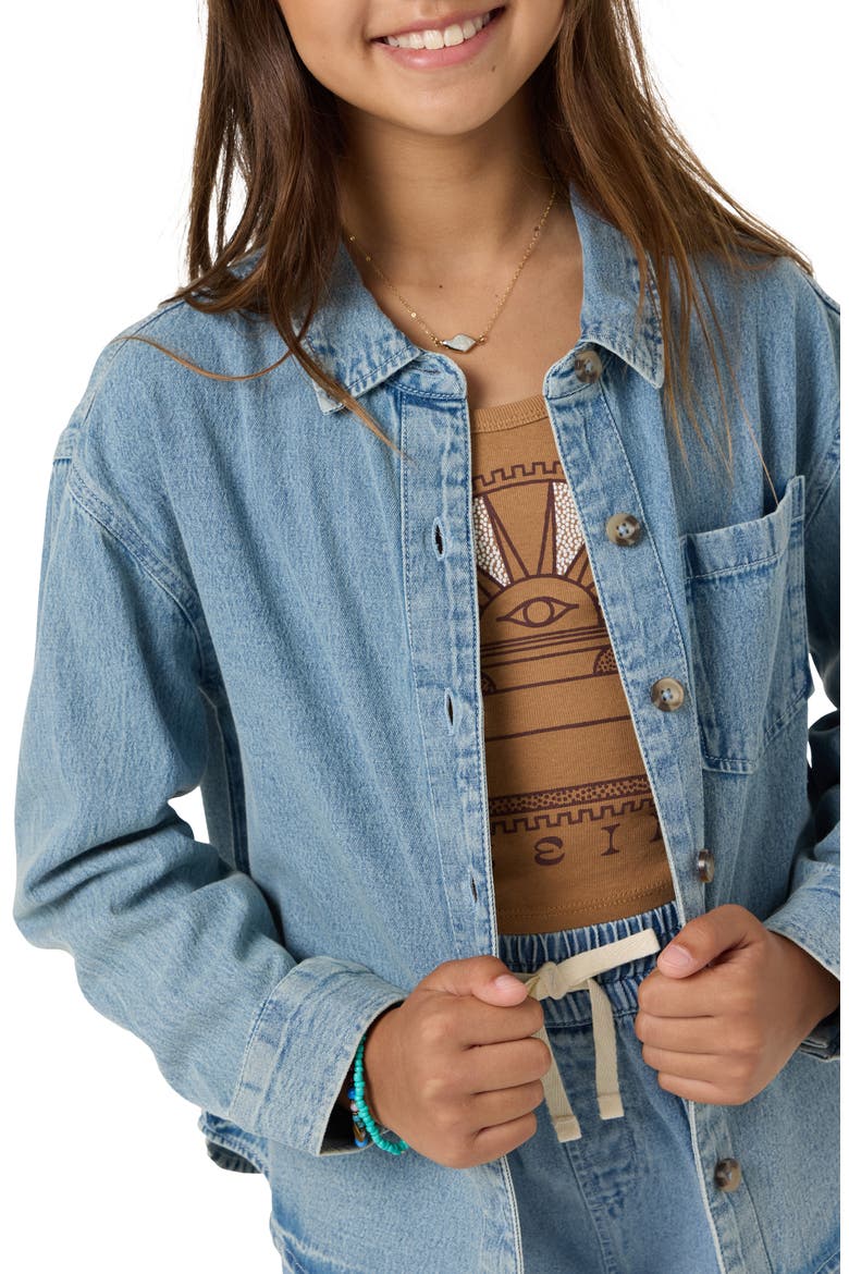 Kids' Kylas Denim Shacket, Alternate, color, DRIFTER