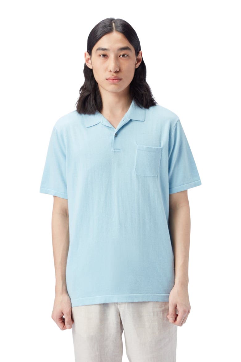 Men's Cotton Silk Cashmere Blend Polo Shirt, Alternate, color, aquamarine