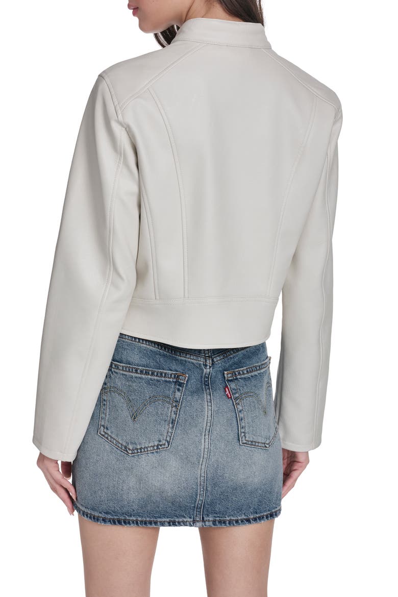 Faux Leather Racer Jacket, Alternate, color, OYSTER