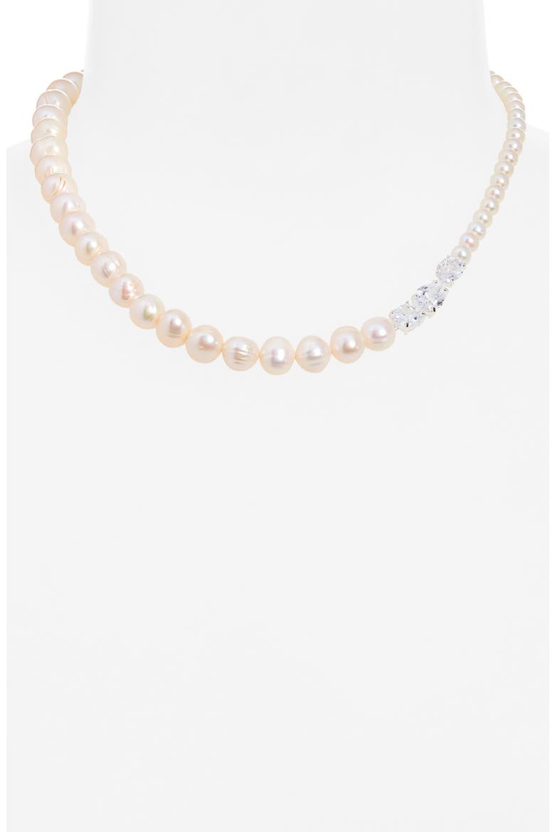 Madre Pearl & Cubic Zirconia Necklace, Alternate, color, WHITE
