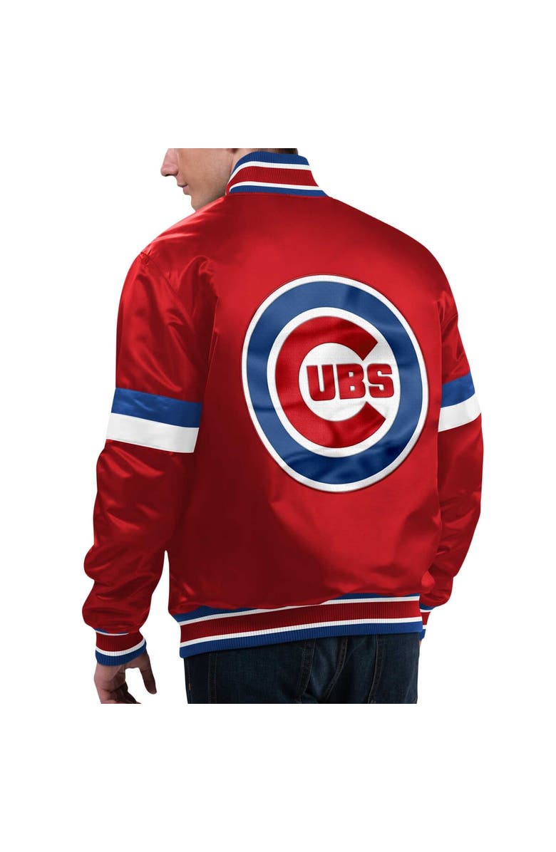 STARTER Men's Starter Red Chicago Cubs Home Game Satin Full-Snap Varsity Jacket, Alternate, color, Red