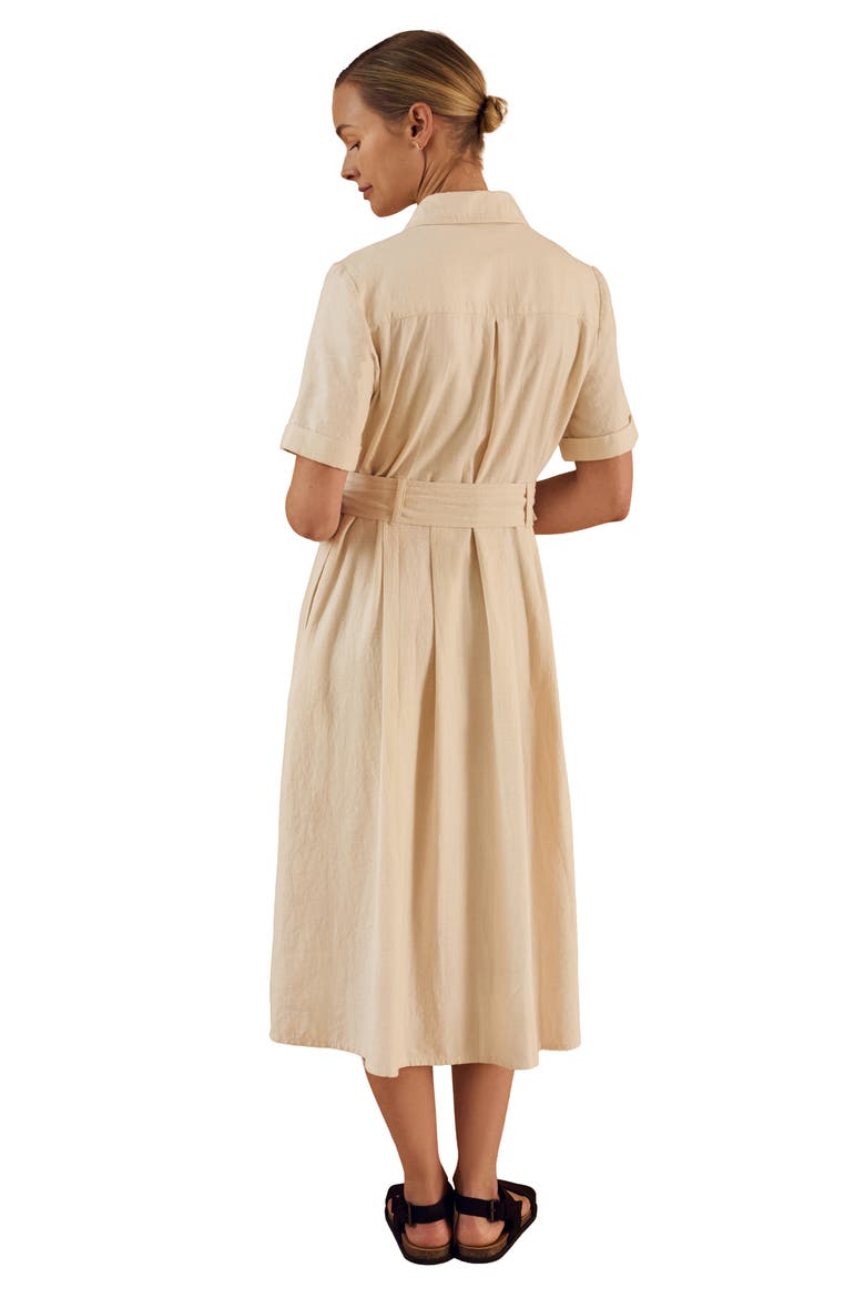 Belted Safari Midi Shirt Dress, Alternate, color, Undyed Oatmeal