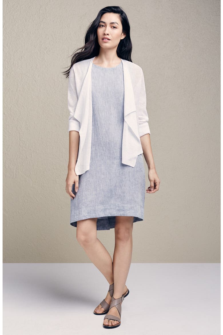 High/Low Linen Chambray Shift Dress, Alternate, color, CHAMBRAY