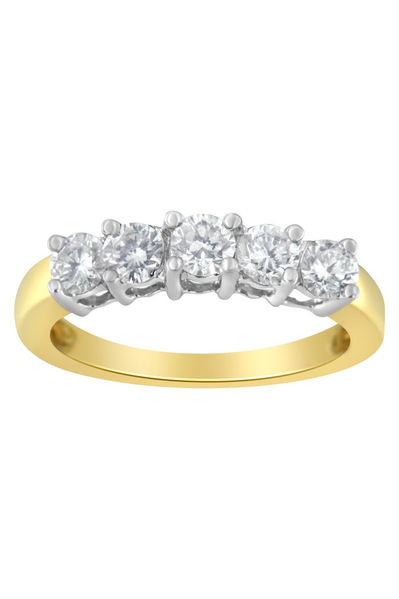 14KT Two Toned Gold 1.0 cttw 5 Stone Diamond Ring, Main, color, Yellow