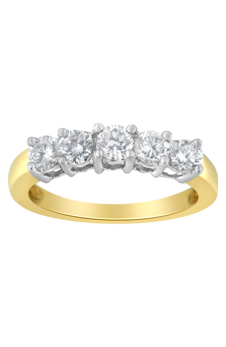 Haus of Brilliance 14KT Two Toned Gold 1.0 cttw 5 Stone Diamond Ring, Main, color, Yellow