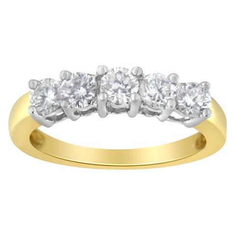 14KT Two Toned Gold 1.0 cttw 5 Stone Diamond Ring