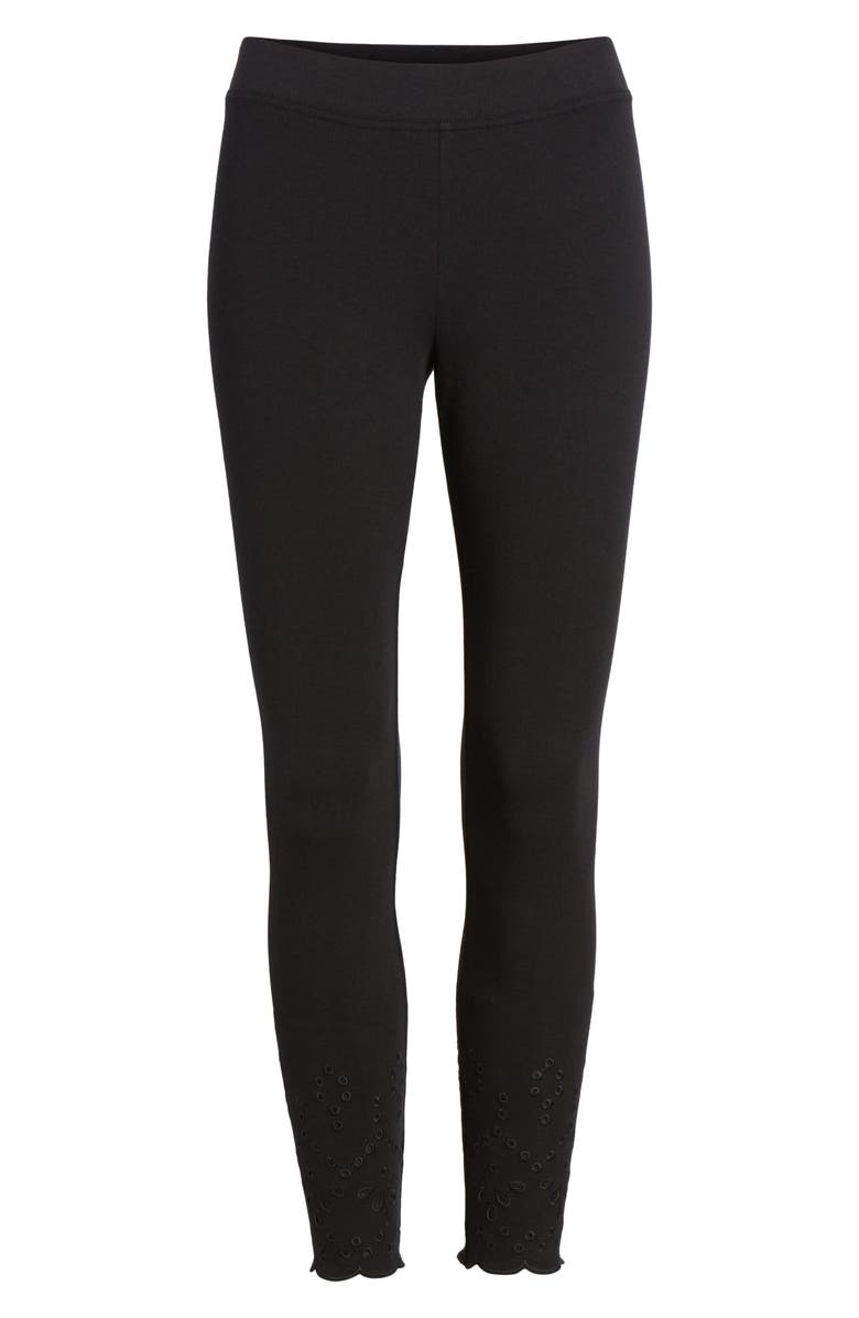 Hue Eyelet Hem Skimmer Leggings, Alternate, color, 