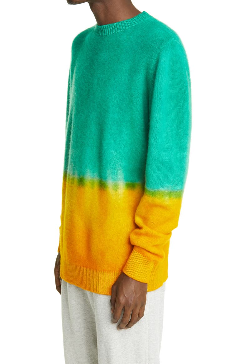 Dip Tie Dye Cashmere Sweater, Alternate, color, WHITE/ TURQUOISE/ YELLOW