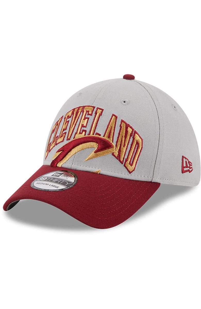 New Era Men's New Era Gray/Wine Cleveland Cavaliers Tip-Off Two-Tone 39THIRTY Flex Hat, Main, color,