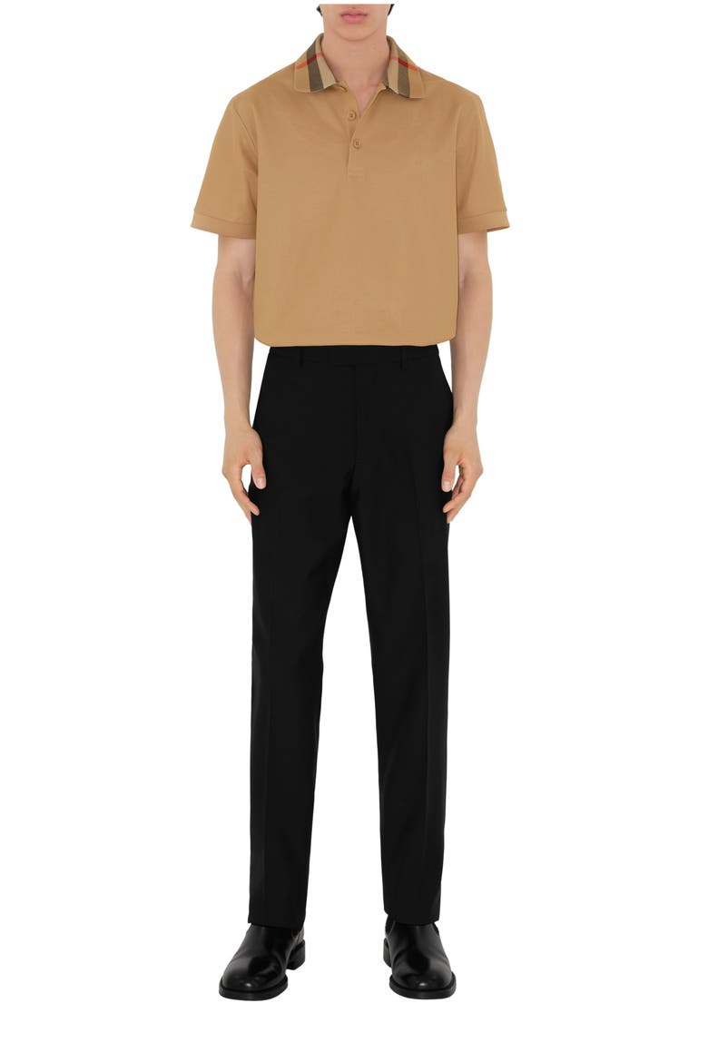 Check Collar Cotton Polo Shirt, Main, color, Beige